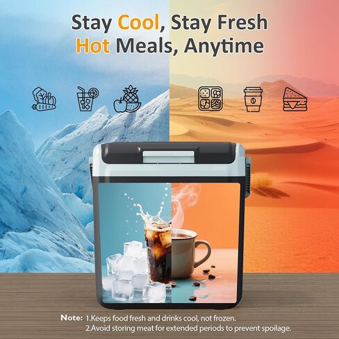 SUNVIVI Electric Cooler & Warmer with Handle, 25QT Portable Thermoelectric Car Refrigerator, Dual Cooling & Heating 12V Mini Fridge with Wind-Cooling System, Plug-in Cooler for Car, Truck, Black in Saudi Arabia