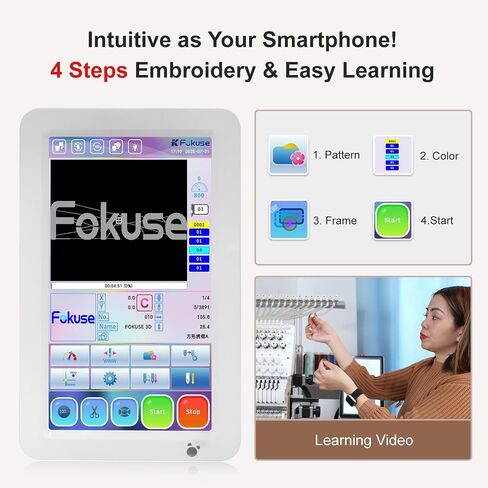 ماكينة تطريز تجارية FKS-1001 من Fokuse مزودة بـ 10 إبر، مساحة تطريز 14.2 × 9.5 بوصة، سرعة قصوى 1200 ثانية في الدقيقة، شاشة تعمل باللمس 7 بوصة، مناسبة للتي شيرت والقبعة والمسطحة والحقيبة والمزيد in Saudi Arabia