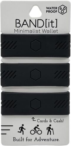 محفظة BAND[it] البسيطة - شريط نقود EDC نحيف للبطاقات والنقود - بديل محفظة الجيب الأمامي - حزام مطاطي من السيليكون (أسود) 3 عبوات in Kuwait