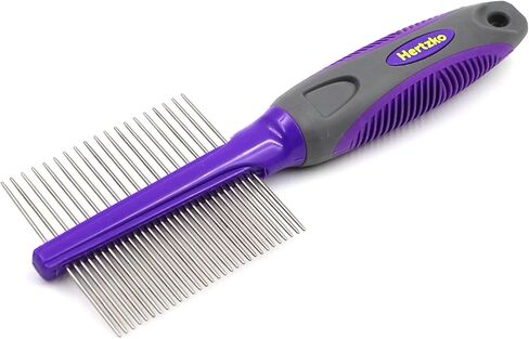 أمشاط هيرتزكو للحيوانات الأليفة - مشط صغير وكبير متضمن للمناطق الصغيرة والكبيرة - يزيل التشابك والعقد والفراء السائب والأوساخ - للاستخدام اليومي للكلاب والقطط ذات الشعر القصير أو الطويل (عبوة من قطعتين) in Kuwait