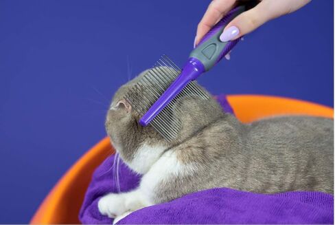 أمشاط هيرتزكو للحيوانات الأليفة - مشط صغير وكبير متضمن للمناطق الصغيرة والكبيرة - يزيل التشابك والعقد والفراء السائب والأوساخ - للاستخدام اليومي للكلاب والقطط ذات الشعر القصير أو الطويل (عبوة من قطعتين) in Kuwait