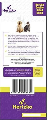 أمشاط هيرتزكو للحيوانات الأليفة - مشط صغير وكبير متضمن للمناطق الصغيرة والكبيرة - يزيل التشابك والعقد والفراء السائب والأوساخ - للاستخدام اليومي للكلاب والقطط ذات الشعر القصير أو الطويل (عبوة من قطعتين) in Kuwait