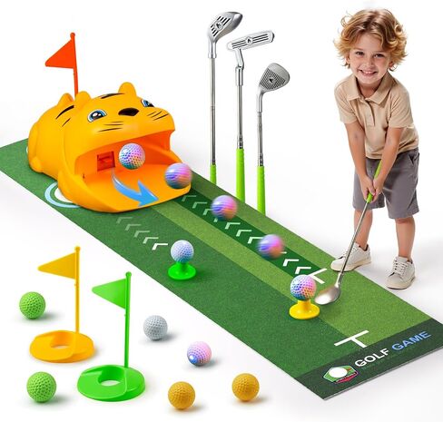 وضع اللون الأخضر في الأماكن المغلقة مع نوادي الجولف للأطفال الصغار، لعبة الحفلات مع آلة ارتداد الجولف الأوتوماتيكية، سجادات التدريب في الهواء الطلق، كرات مضيئة، هدايا للصبيان والبنات بعمر 3 سنوات in Kuwait