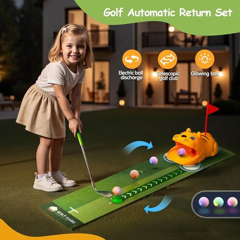 وضع اللون الأخضر في الأماكن المغلقة مع نوادي الجولف للأطفال الصغار، لعبة الحفلات مع آلة ارتداد الجولف الأوتوماتيكية، سجادات التدريب في الهواء الطلق، كرات مضيئة، هدايا للصبيان والبنات بعمر 3 سنوات in Kuwait