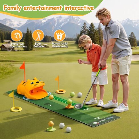 وضع اللون الأخضر في الأماكن المغلقة مع نوادي الجولف للأطفال الصغار، لعبة الحفلات مع آلة ارتداد الجولف الأوتوماتيكية، سجادات التدريب في الهواء الطلق، كرات مضيئة، هدايا للصبيان والبنات بعمر 3 سنوات in Kuwait