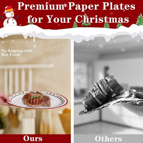 مجموعة أدوات المائدة الورقية والمناديل الورقية لعيد الميلاد من OuMuaMua 150 قطعة، مجموعة أدوات مائدة من التوت الهولي مقاس 9 بوصات/12 بوصة لعيد الميلاد والشتاء وعطلات العجائب وحفلات الزفاف وحفلات استقبال المولود الجديد، خدمة 50 in Kuwait
