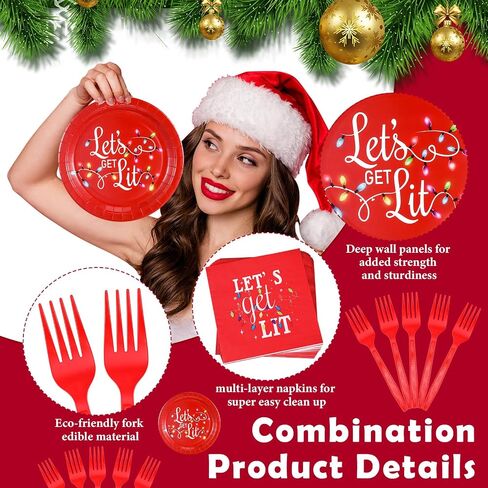 Lounsweer 96 Pcs Christmas Party Supplies Paper Plates and Napkins Disposable Dinnerware Set Include Christmas Plates Napkins Forks for Xmas Holiday Table Decorations 24 Guests(Christmas Tree) in Saudi Arabia
