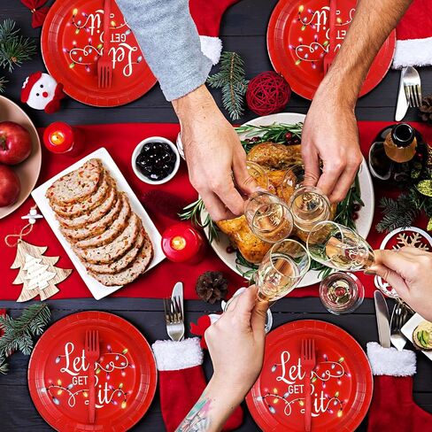 Lounsweer 96 Pcs Christmas Party Supplies Paper Plates and Napkins Disposable Dinnerware Set Include Christmas Plates Napkins Forks for Xmas Holiday Table Decorations 24 Guests(Christmas Tree) in Saudi Arabia