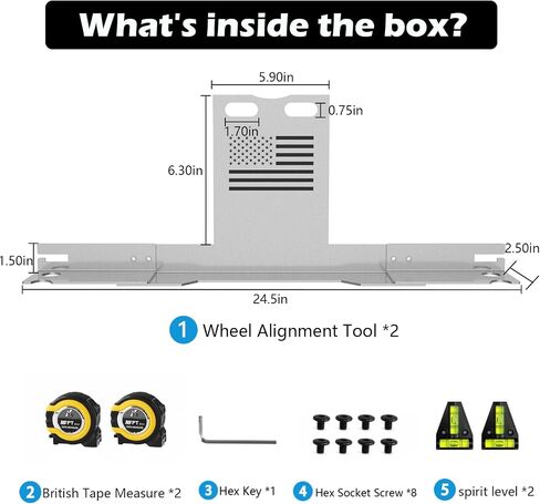Heavy-Duty Wheel Alignment Tool with American Flag—No Caliper Removal Required. Universal Alignment Tools Automotive Suitable for Cars, Trucks, SUVs, ATVs/UTVs, etc., （Black） in Saudi Arabia