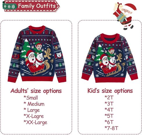 سيمبلي كيدز سويتر عيد الميلاد القبيح، ملابس العائلة المتطابقة لحفلات العطلات بلوفر محبوك in Kuwait