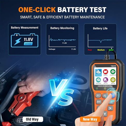 أداة تشخيص الماسح الضوئي BluSon YM319 obd2 مع اختبار البطارية، فحص قارئ رمز خطأ المحرك مع البيانات الحية، الطباعة السحابية، بحث DTC، إطار التجميد، أداة المسح الضوئي لجميع سيارات بروتوكول obdii منذ عام 1996 in Kuwait