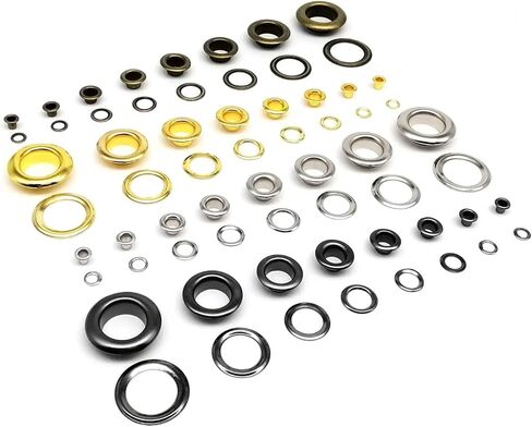 50 مجموعة من الثقوب المعدنية 2.5-12 مم مع حلقة حلقة معدنية لغسل الملابس وحقيبة جلدية وحزام وغطاء للملابس 4 ألوان (ذهبي، القطر الداخلي 3 مم) in Kuwait