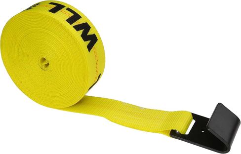 US Cargo Control 2 Inch Winch Strap with Flat Hook, 20 Feet Long, Heavy Duty Trailer Winch Strap for Safe Cargo Securement, Yellow in Saudi Arabia