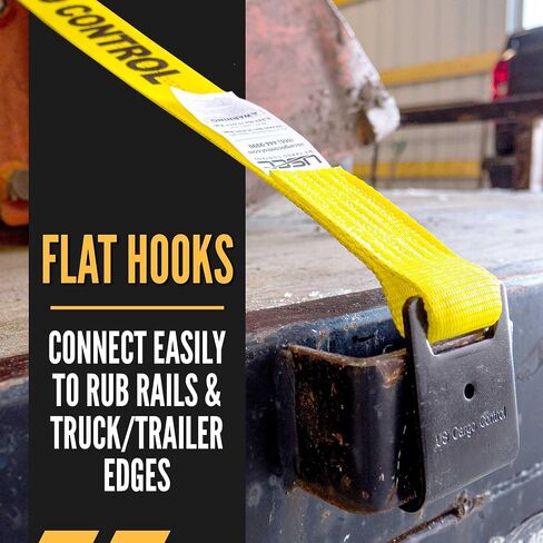 US Cargo Control 2 Inch Winch Strap with Flat Hook, 20 Feet Long, Heavy Duty Trailer Winch Strap for Safe Cargo Securement, Yellow in Saudi Arabia