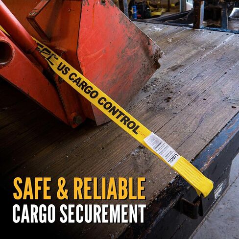 US Cargo Control 2 Inch Winch Strap with Flat Hook, 20 Feet Long, Heavy Duty Trailer Winch Strap for Safe Cargo Securement, Yellow in Saudi Arabia