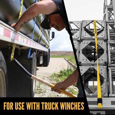 US Cargo Control 2 Inch Winch Strap with Flat Hook, 20 Feet Long, Heavy Duty Trailer Winch Strap for Safe Cargo Securement, Yellow in Saudi Arabia