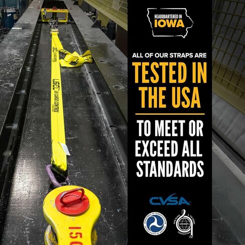 US Cargo Control 2 Inch Winch Strap with Flat Hook, 20 Feet Long, Heavy Duty Trailer Winch Strap for Safe Cargo Securement, Yellow in Saudi Arabia