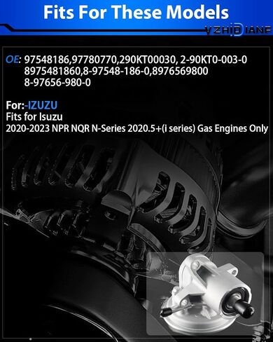 Upgraded Brake Vacuum Pump for:-Isuzu NPR NQR N-Series (i Series) 2020 (Only fit After May) 2021 2022 2023 Gas Engines, OE# 97548186 97780770 290KT00030 2-90KT0-003-0 8975481860 (1PC) in Saudi Arabia
