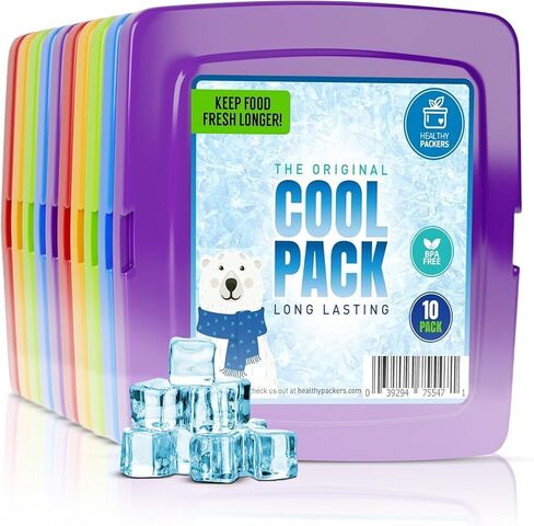 Healthy Packers Ice Packs for Lunch Boxes, Slim Freezer Packs, 10pk Square | Slim freezer packs, BPA-free, long-lasting gel. For coolers, bento boxes, travel & school meal prep. Kids, adults & camping in Kuwait
