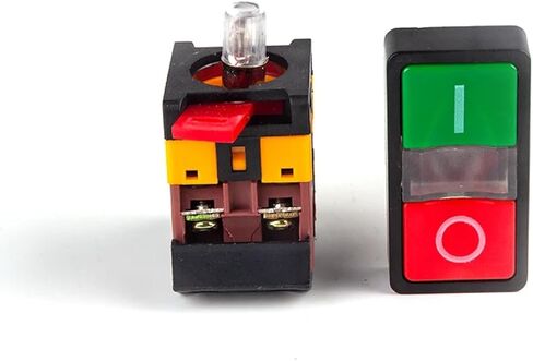 مفتاح زر ضغط صناعي مع مؤشر LED، تركيب 22 مم/25 مم/30 مم، إيقاف التشغيل/الإيقاف، إعادة الضبط الذاتي اللحظي، 10 أمبير 660 فولت تيار متردد، ضوء أخضر وأحمر (APBB-22 110 فولت) in Saudi Arabia
