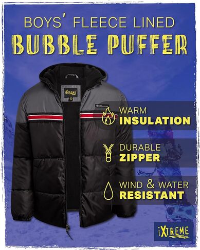 سترة الشتاء للأولاد من iXtreme - سترة تزلج مبطنة بالصوف طاردة للماء مع قبعة شتوية in Kuwait
