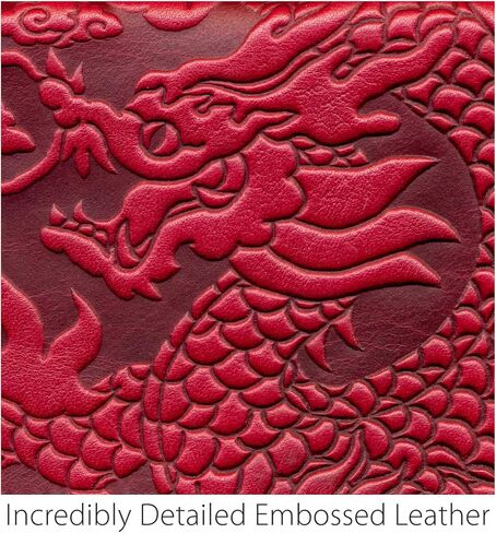 Oberon Design Acanthus Leaf Embossed Genuine Leather Checkbook Cover, 3.5x6.5 Inches, Navy Blue, Made in the USA in Kuwait