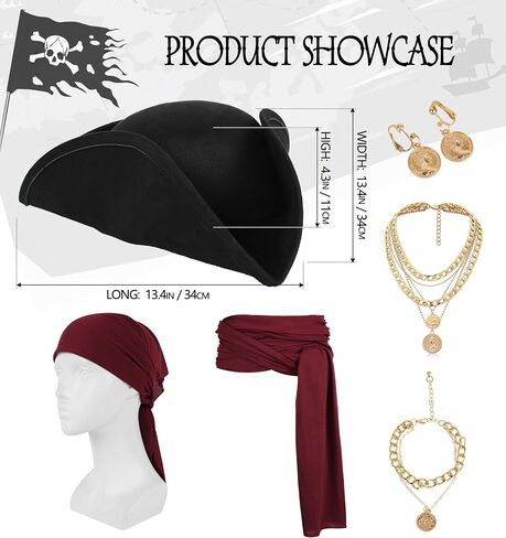 HOMELEX Pirate Hat for Women & Men Colonial Tricorn Halloween Adult Revolutionary war Costume Accessory in Saudi Arabia