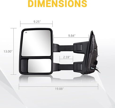 Towing Mirrors for 1999-2016 Ford F250 F350 F450 F550 Super Duty, 2000-2005 Ford Excursion with Power Glass Heated Function Turn Signal Light Running Light Pair Set with Adapter (Smoke lens) in Saudi Arabia