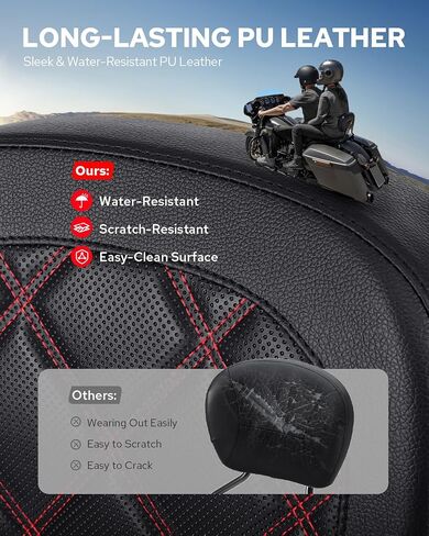 Benlari Passenger Sissy Bar Backrest, Quick Release Detachable Rear Backrest Sissy Bar Fit for Harley Davidson Touring Street Glide Road Glide Road King Electra Glide 2009-2024, Red in Saudi Arabia