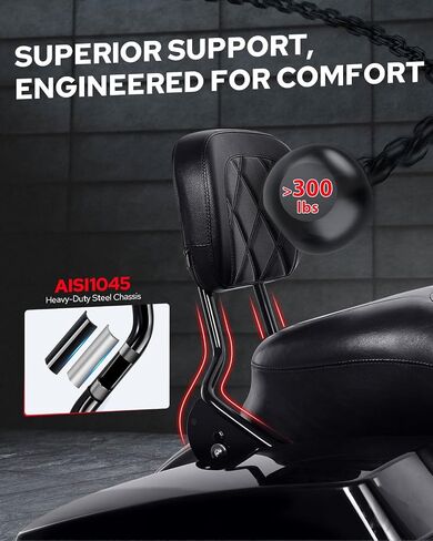 Benlari Passenger Sissy Bar Backrest, Quick Release Detachable Rear Backrest Sissy Bar Fit for Harley Davidson Touring Street Glide Road Glide Road King Electra Glide 2009-2024, Red in Saudi Arabia