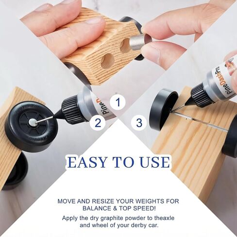 pinedash pro Pinewood Weights Kit-Pinewood Car Weights&Graphite Powder-4OZ 12 Pieces 2 Sizes Derby Weights-0.5OZ Graphite Lubricant for Derby car Pine Derby Car Wheels Axles Speed in Saudi Arabia