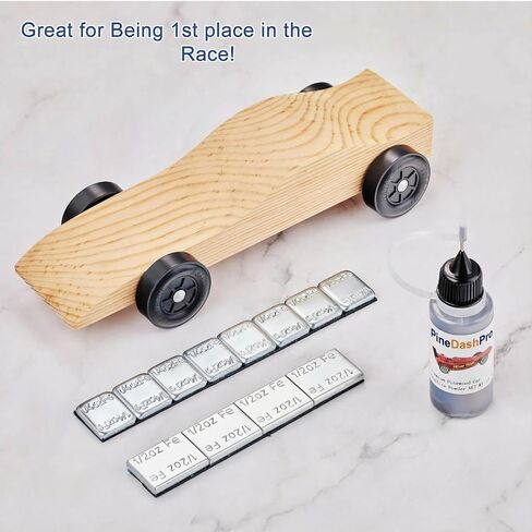 pinedash pro Pinewood Weights Kit-Pinewood Car Weights&Graphite Powder-4OZ 12 Pieces 2 Sizes Derby Weights-0.5OZ Graphite Lubricant for Derby car Pine Derby Car Wheels Axles Speed in Saudi Arabia