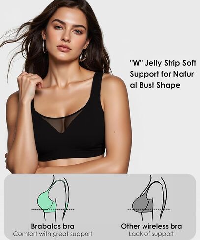 Brabalas Wireless Bras for Women, Extremely Comfortable Seamless Bra Mesh Bralettes Adjustable Straps Everyday Bra (30B-40DD) in Kuwait