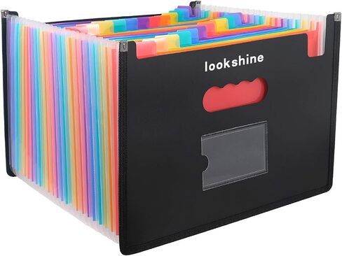 24 Pockets Expanding File Folders, Portable Accordion A4 Expandable File Organizer, Large Capacity Multicolour Stand Plastic Business File Bag for Business/Office/Study in Saudi Arabia