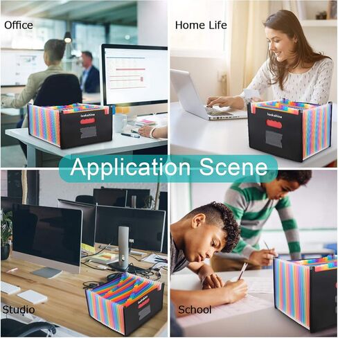 24 Pockets Expanding File Folders, Portable Accordion A4 Expandable File Organizer, Large Capacity Multicolour Stand Plastic Business File Bag for Business/Office/Study in Saudi Arabia