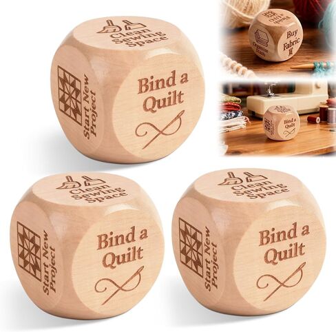 Quilter’s Dice, Wooden Quilting Decision Dice with 6 Engraved Sewing Tasks, Fun Sewing Tool for Quilters & Crafters, A Suitable for DIY Sewing Enthusiasts (3PCS) in Saudi Arabia