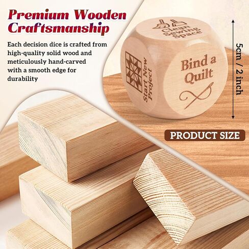Quilter’s Dice, Wooden Quilting Decision Dice with 6 Engraved Sewing Tasks, Fun Sewing Tool for Quilters & Crafters, A Suitable for DIY Sewing Enthusiasts (3PCS) in Saudi Arabia