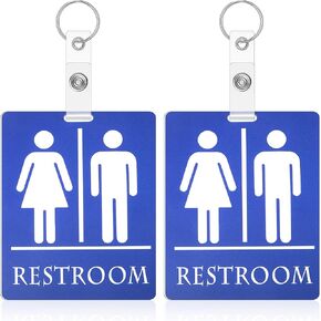للجنسين مرحاض تمرير سلاسل المفاتيح الحمام تمرير مفتاح علامة الحمام العلامة مع حامل مفتاح سلسلة المفاتيح للنساء الرجال طلاب الفصول الدراسية (6 قطع) in Kuwait