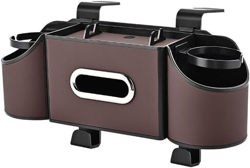 Car Rear Seat Storage Box, a Multi-Functional car seat Back Storage Box, 4-in-1 with 2 Cup Holders, a Tissue Box, a Phone Holder, and Hooks—Perfect for Family Trips and Daily commutes. (Black) in Saudi Arabia