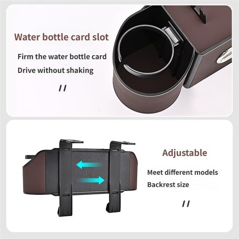 Car Rear Seat Storage Box, a Multi-Functional car seat Back Storage Box, 4-in-1 with 2 Cup Holders, a Tissue Box, a Phone Holder, and Hooks—Perfect for Family Trips and Daily commutes. (Black) in Saudi Arabia