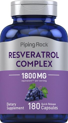 Piping Rock Resveratrol Supplement 100 mg | 180 Capsules | Defense | Grape Seed Extract | Non-GMO, Gluten Free in Saudi Arabia