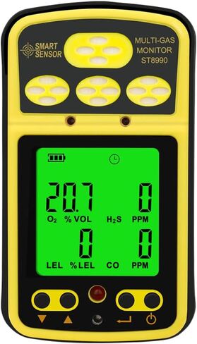 Gas Monitor 4 in 1 O₂ LEL CO H₂S Gas Detector Rechargeable Alarm Gas Analyzer with Backlight Alarm Function ST8990 in Saudi Arabia