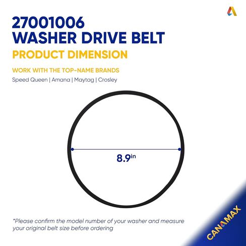 [جديد] حزام محرك الغسالة Canamax Premium 27001006 38174 - متوافق مع Whirpool Amana Maytag - يستبدل 38174 WP27001006 40053601 40053606 PS11740577 AP6007462 in Kuwait