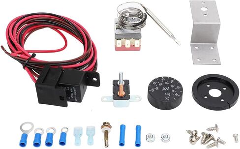 ZJchao مروحة كهربائية للتحكم في الحرارة، DC12V 60A مجموعة درجة حرارة قابلة للتعديل مع مسبار من الفولاذ المقاوم للصدأ، لنظام تبريد المبرد لشاحنة السيارة 12 فولت in Saudi Arabia