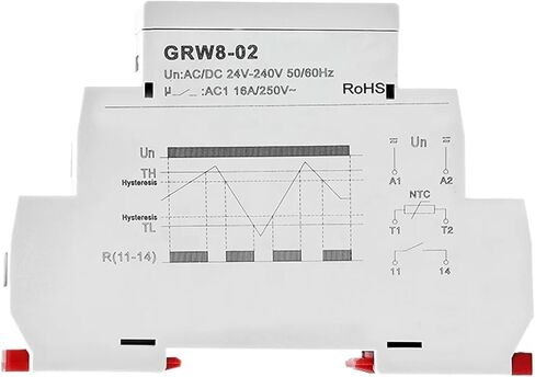 1 قطعة التحكم في درجة الحرارة التتابع الدين السكك الحديدية 16A التيار المتناوب/DC24-240V مع مستشعر مقاوم للماء التدفئة التبريد GRW8-01/02 (GRW8-01-0.5m الاستشعار) in Kuwait