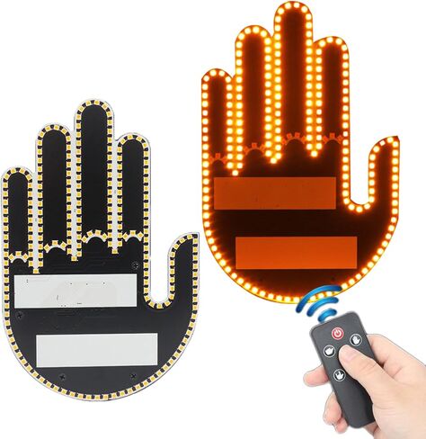 Fun Glow Gesture Car Light- Glogesture Hand Light LED Hand Gesture Light for Car Window - Remote Control Fun Road Rage Sign, Glow Gesture Accessories for Automotive Decor (lady's palm) in Kuwait