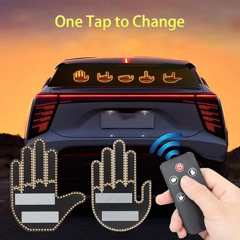 Fun Glow Gesture Car Light- Glogesture Hand Light LED Hand Gesture Light for Car Window - Remote Control Fun Road Rage Sign, Glow Gesture Accessories for Automotive Decor (lady's palm) in Kuwait