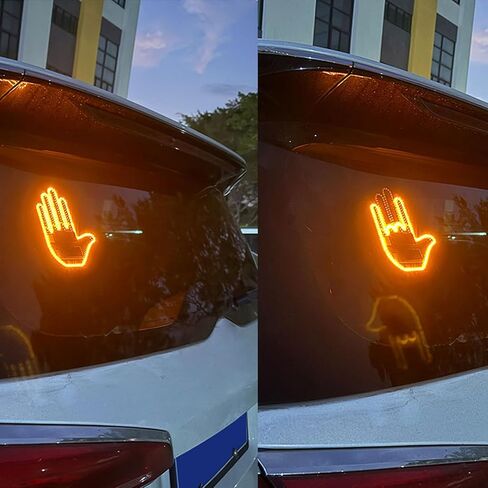Fun Glow Gesture Car Light- Glogesture Hand Light LED Hand Gesture Light for Car Window - Remote Control Fun Road Rage Sign, Glow Gesture Accessories for Automotive Decor (lady's palm) in Kuwait