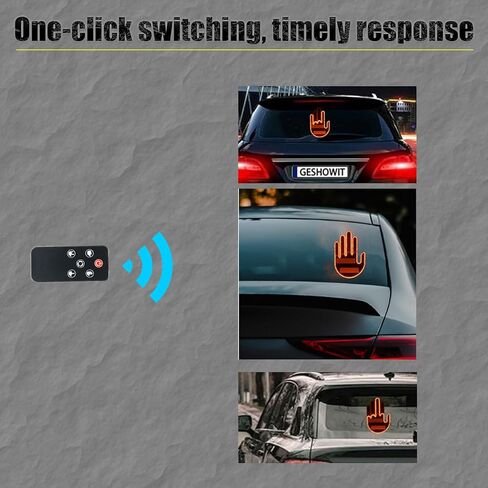 Fun Glow Gesture Car Light- Glogesture Hand Light LED Hand Gesture Light for Car Window - Remote Control Fun Road Rage Sign, Glow Gesture Accessories for Automotive Decor (lady's palm) in Kuwait