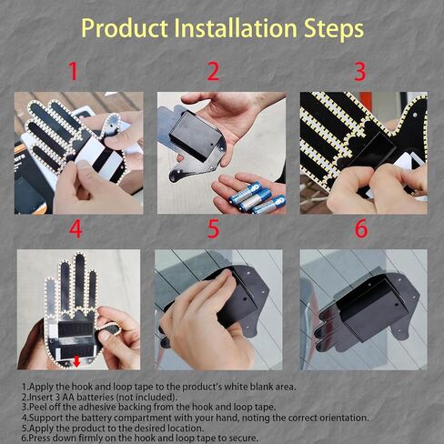 Fun Glow Gesture Car Light- Glogesture Hand Light LED Hand Gesture Light for Car Window - Remote Control Fun Road Rage Sign, Glow Gesture Accessories for Automotive Decor (lady's palm) in Kuwait